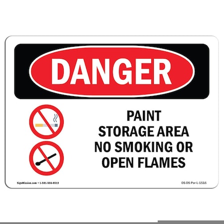 OSHA Danger, Paint Storage Area No Smoking Or Open Flames, 18in X 12in Rigid Plastic